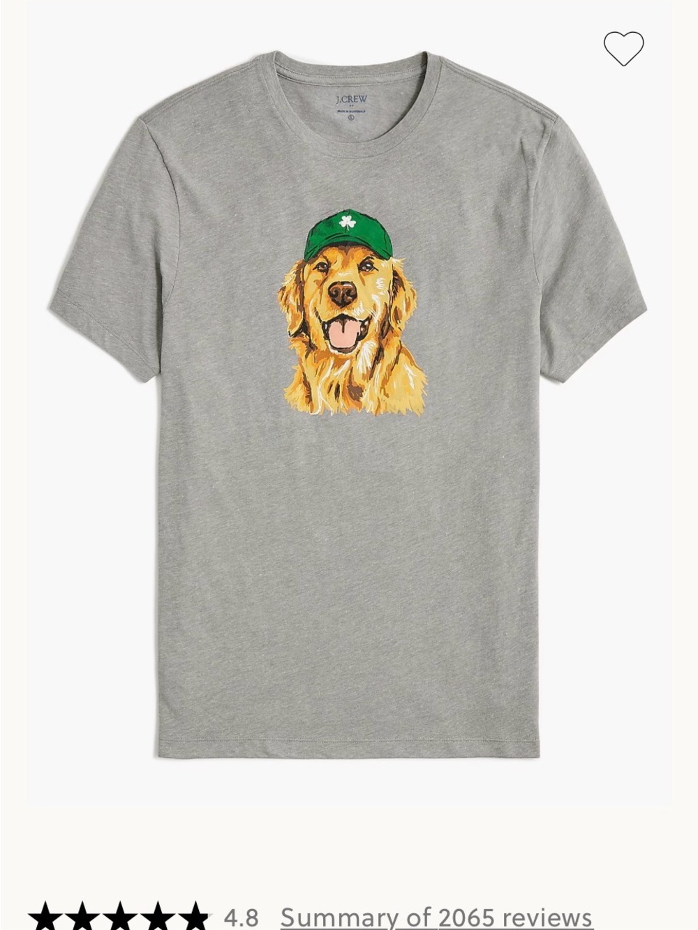 J. Crew Gray Pet Tee with Golden Retriever in Green Cap